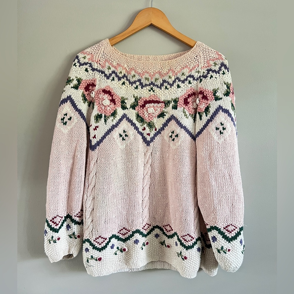 Cottagecore Venezia Floral Hand Knit Sweater pre-loved vintage